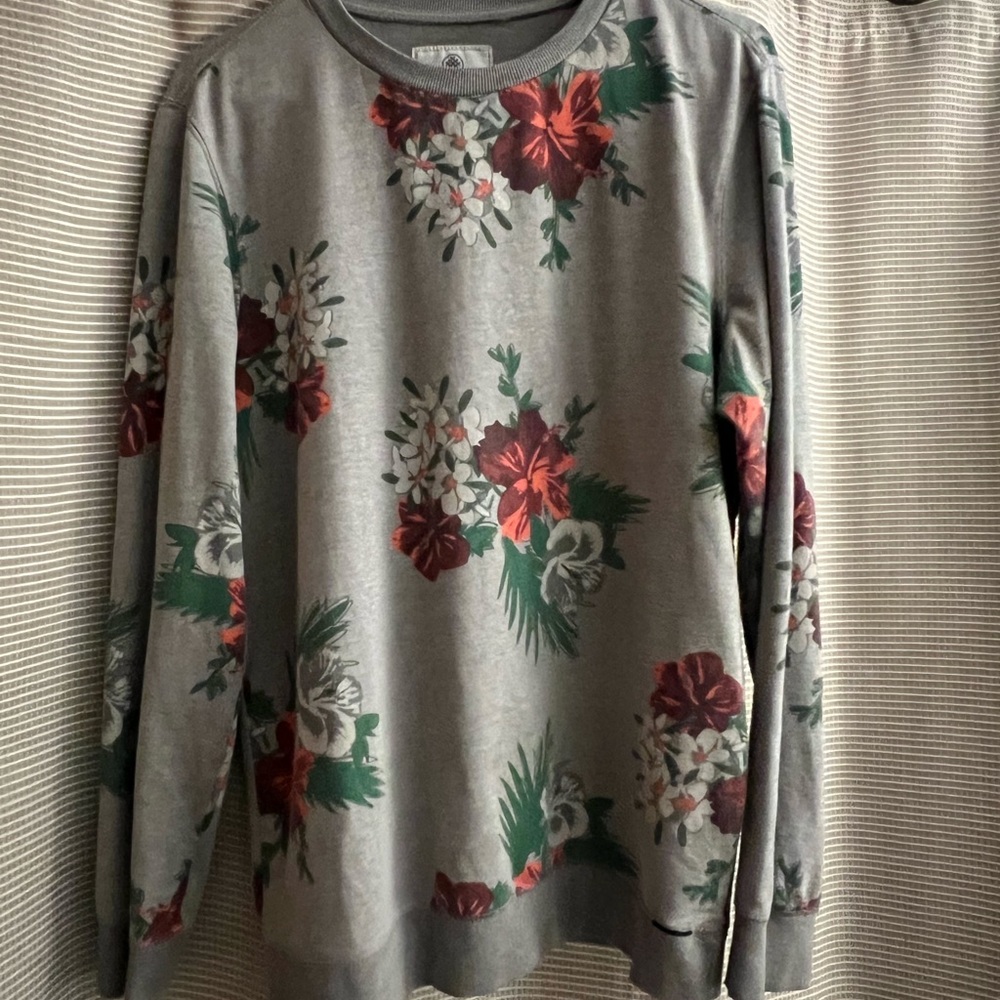 Gray Sweatshirt with Floral Print